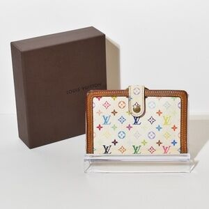 Authent Louis Vuitton Murakami Multi Color Monogram Kiss Lock Wallet With Box